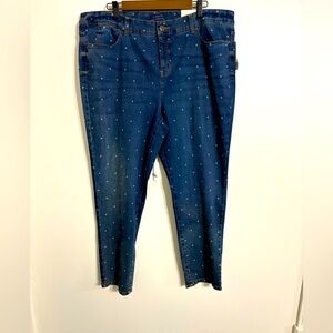 Talbots Blue Simply Flattering slimming Ankle Jeans with White Dots Size 20 NWT
